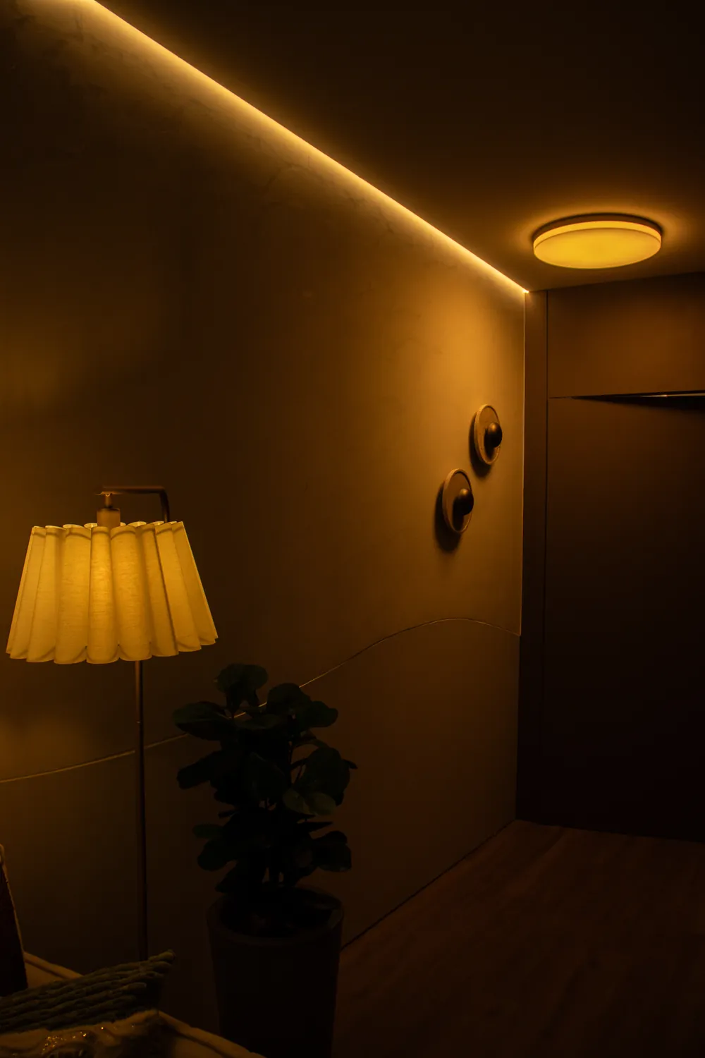 Fachada texturizada iluminada